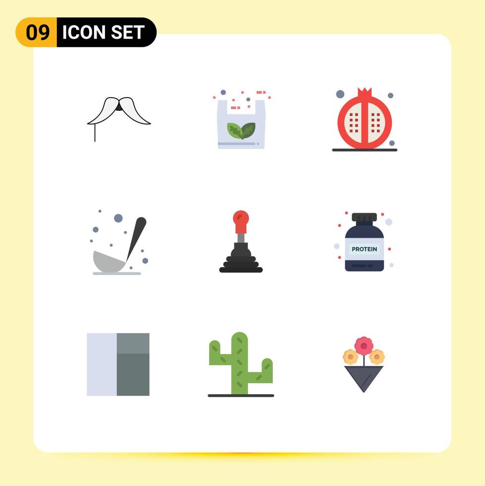conjunto de 9 iconos de interfaz de usuario modernos símbolos signos para cucharón compras de comida cocina comida elementos de diseño vectorial editables vector