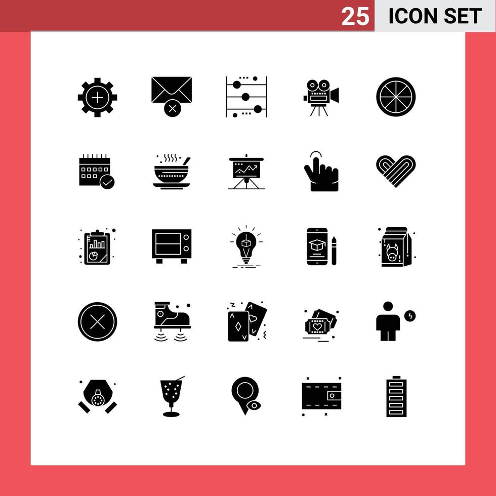 conjunto de 25 iconos de interfaz de usuario modernos signos de símbolos para cítricos filam abacus movi aprendizaje elementos de diseño de vectores editables