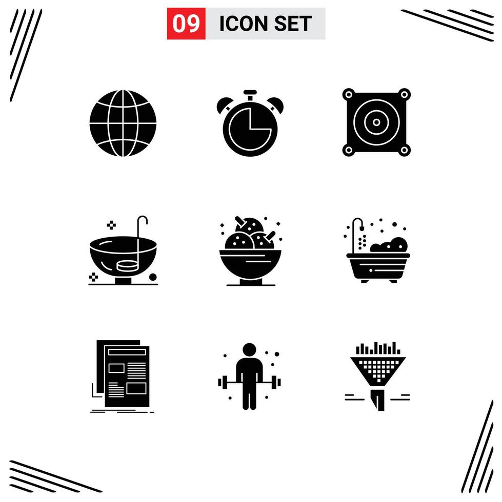 conjunto de 9 iconos de interfaz de usuario modernos símbolos signos para postre acción de gracias ponche eléctrico bebida elementos de diseño vectorial editables vector