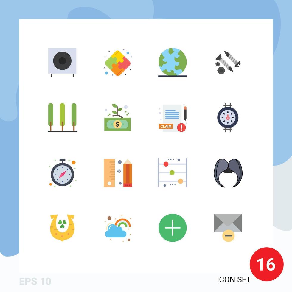 Set of 16 Modern UI Icons Symbols Signs for cypress tool earth construction screws Editable Pack of Creative Vector Design Elements