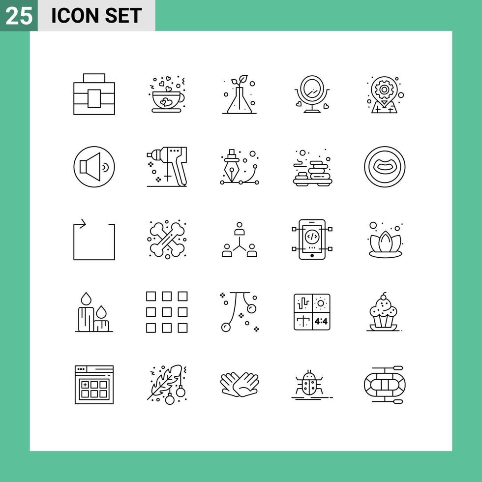 Editable Vector Line Pack of 25 Simple Lines of options geo flask gear wedding Editable Vector Design Elements
