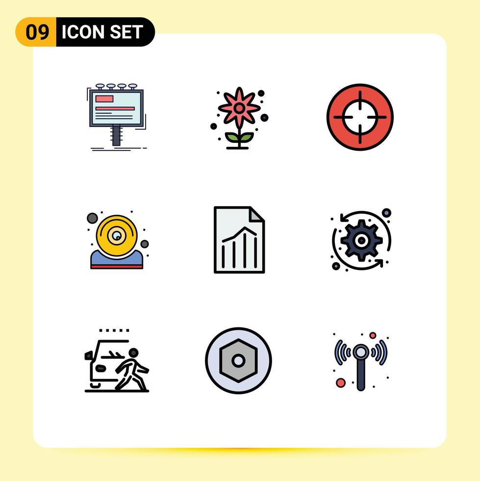 9 Universal Filledline Flat Colors Set for Web and Mobile Applications document it garden hardware target Editable Vector Design Elements