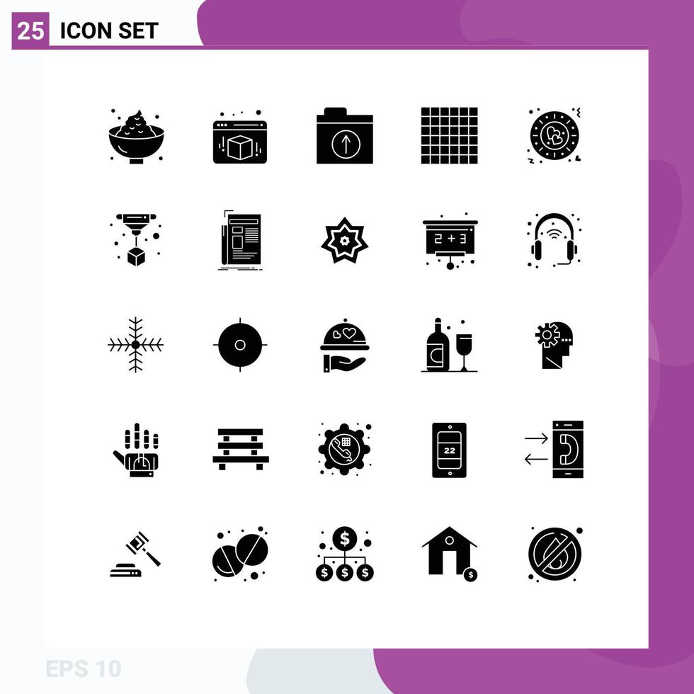 25 Thematic Vector Solid Glyphs and Editable Symbols of print plate files love layout Editable Vector Design Elements
