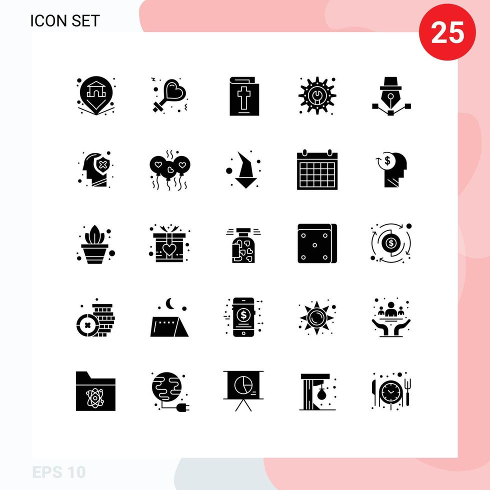 Universal Icon Symbols Group of 25 Modern Solid Glyphs of draw art halloween drawing maintenance Editable Vector Design Elements