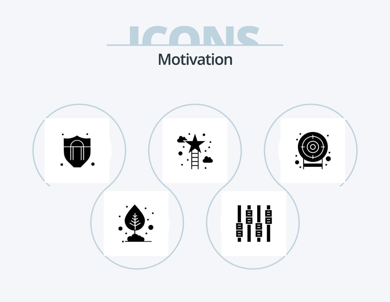 paquete de iconos de glifo de motivación 5 diseño de iconos. objetivo. dardos. proteccion. éxito. estrella vector