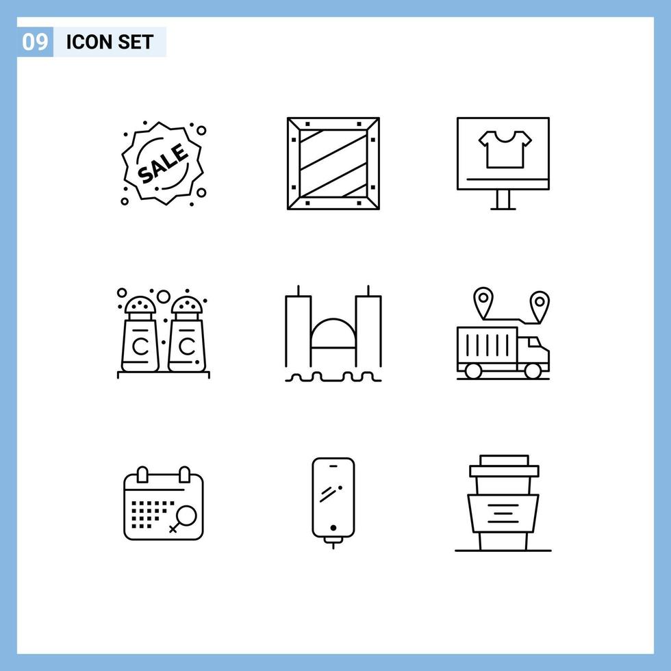 Pictogram Set of 9 Simple Outlines of bridge cinnamon coffee programing cinnamon commerce Editable Vector Design Elements