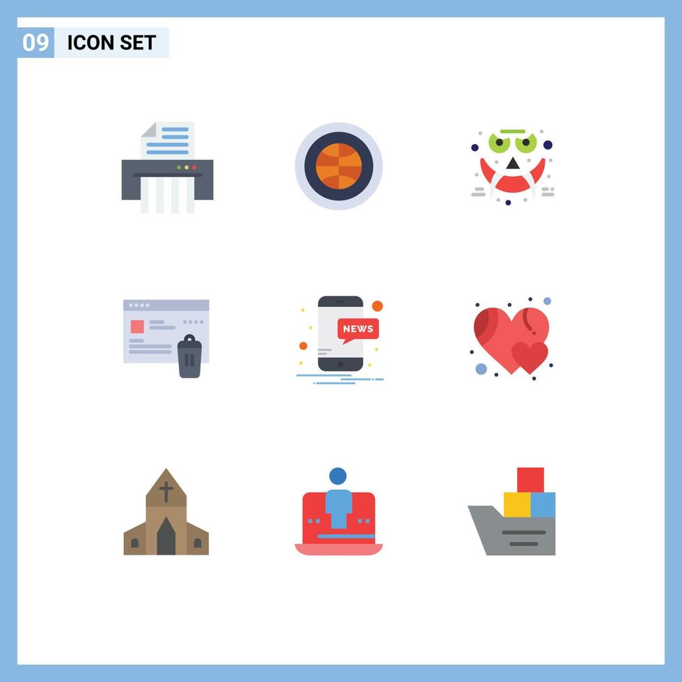 9 Thematic Vector Flat Colors and Editable Symbols of news security emots been gdpr Editable Vector Design Elements