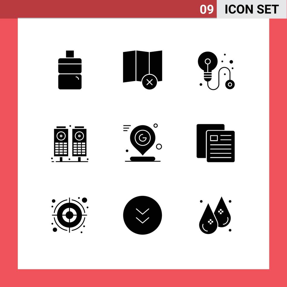 Pictogram Set of 9 Simple Solid Glyphs of school mark music location map Editable Vector Design Elements