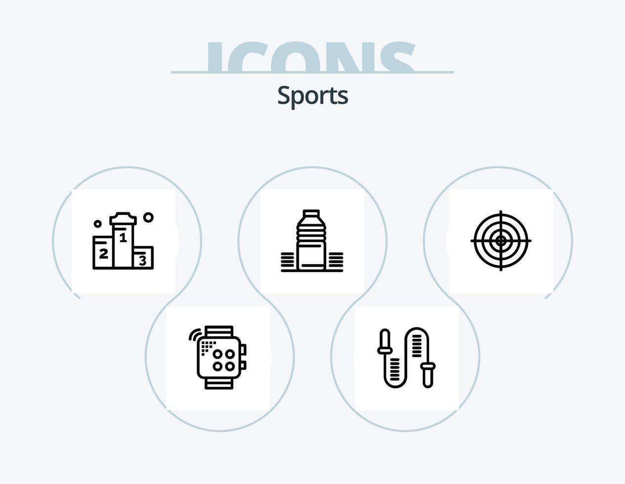 paquete de iconos de línea deportiva 5 diseño de iconos. aptitud física. culturismo. cinta. hockey sobre hielo. invierno vector