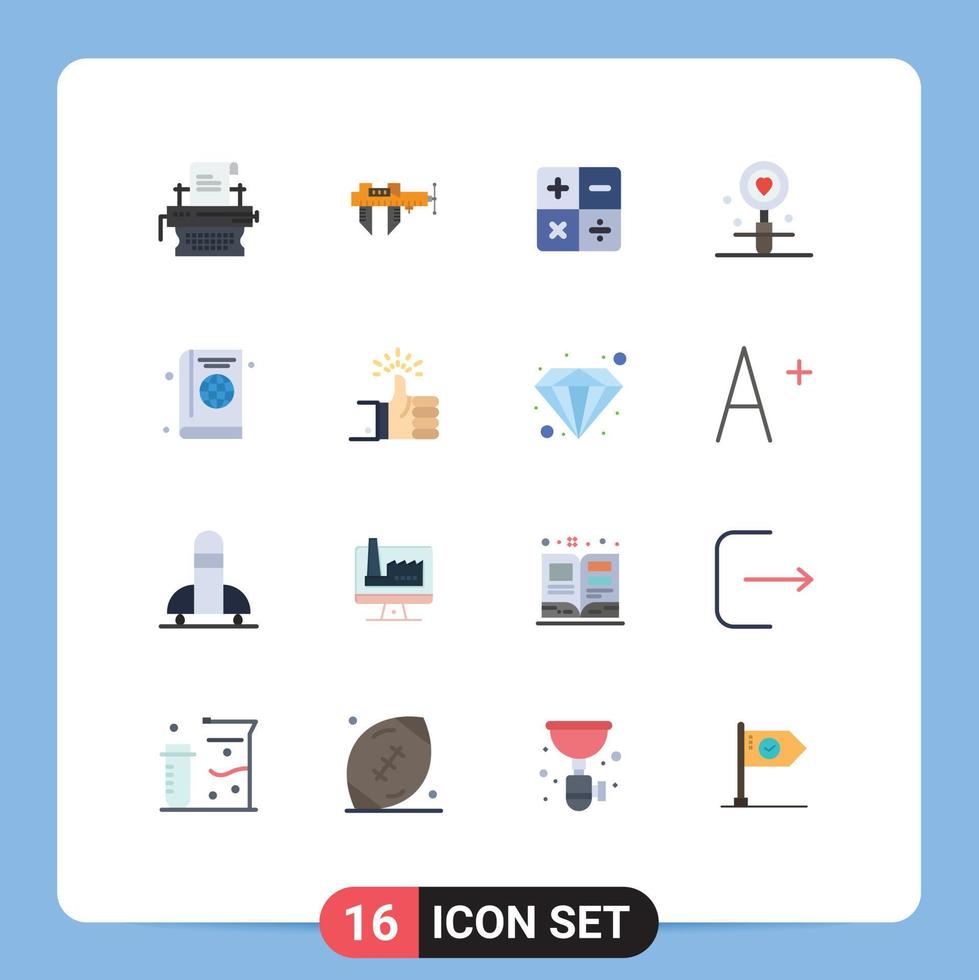 conjunto de 16 iconos de interfaz de usuario modernos signos de símbolos para escala de búsqueda de pasaporte fecha de amor paquete editable de elementos de diseño de vectores creativos