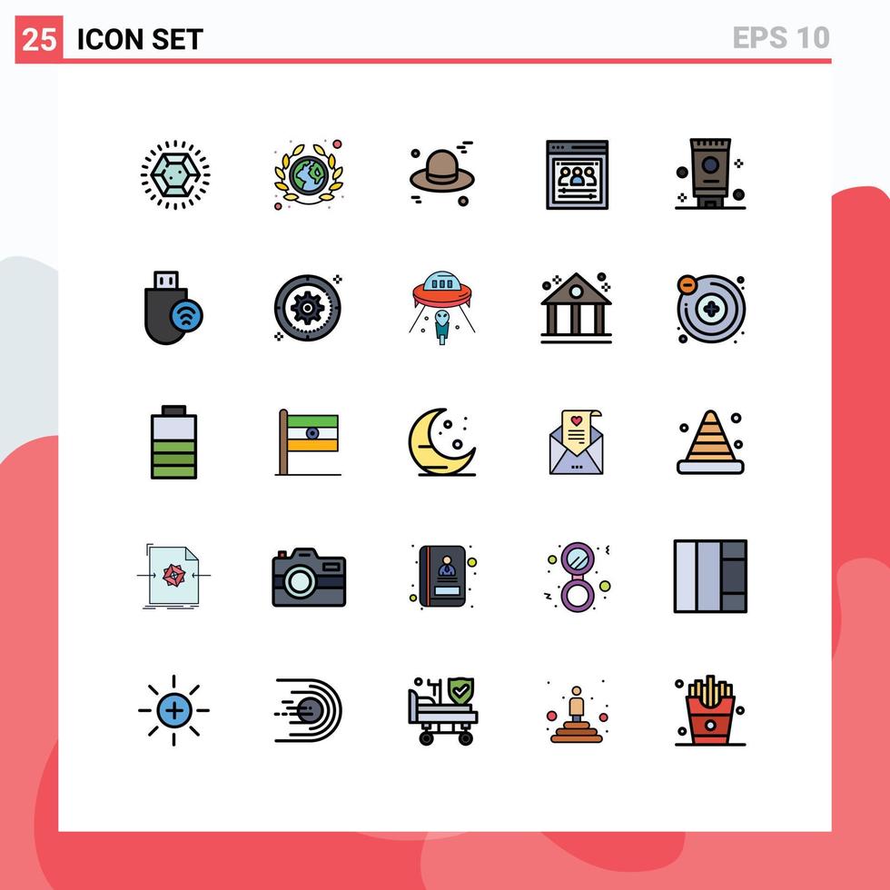 Modern Set of 25 Filled line Flat Colors and symbols such as bathroom web team society web developers organization page Editable Vector Design Elements