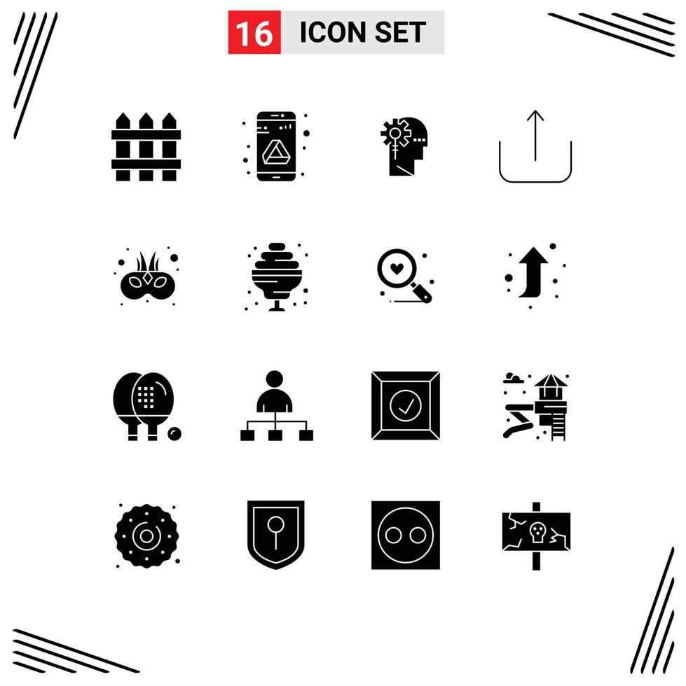 16 Universal Solid Glyph Signs Symbols of entertainment upload analytics ui processing Editable Vector Design Elements