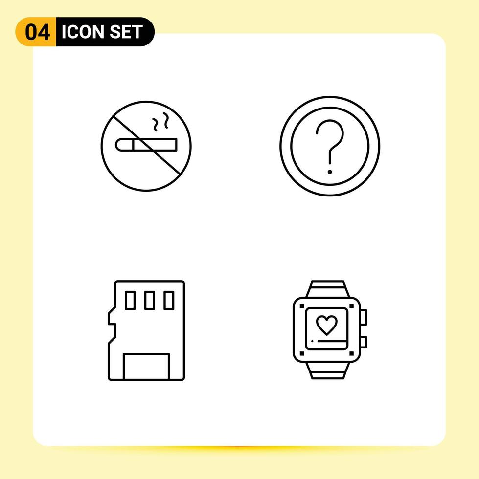 Universal Icon Symbols Group of 4 Modern Filledline Flat Colors of smoking card health help memory card Editable Vector Design Elements