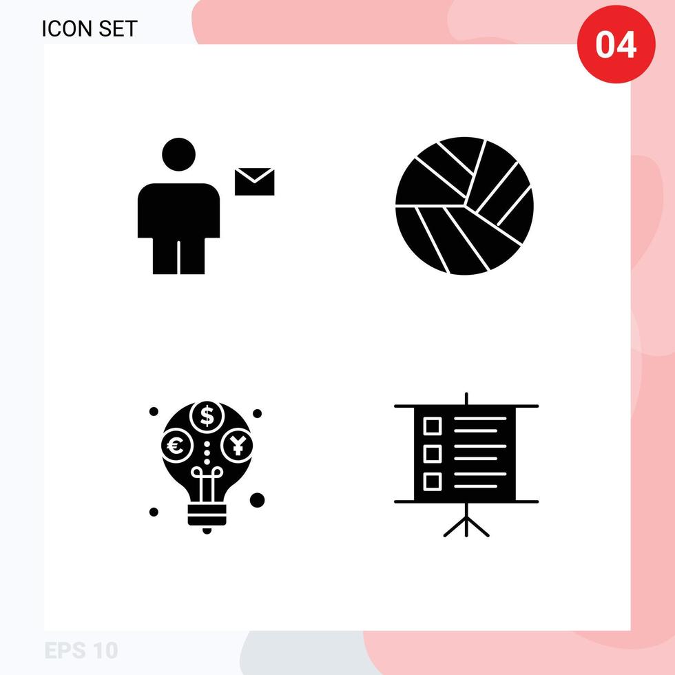 Group of 4 Modern Solid Glyphs Set for avatar profit human sport budget Editable Vector Design Elements