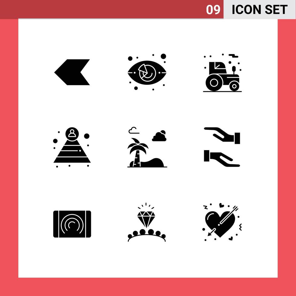 9 iconos creativos signos y símbolos modernos de árbol playa agricultura estructura carrera elementos de diseño vectorial editables vector