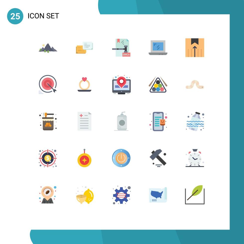 Pack of 25 creative Flat Colors of delivery design popup web dmca Editable Vector Design Elements