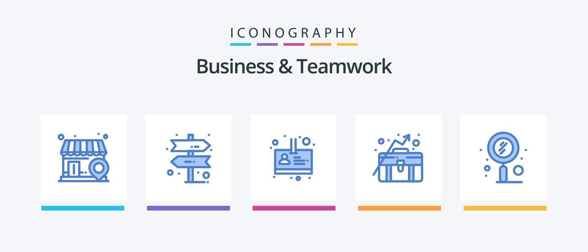 Business And Teamwork Blue 5 Icon Pack Including zoom. search. person. scan. growth. Creative Icons Design vector