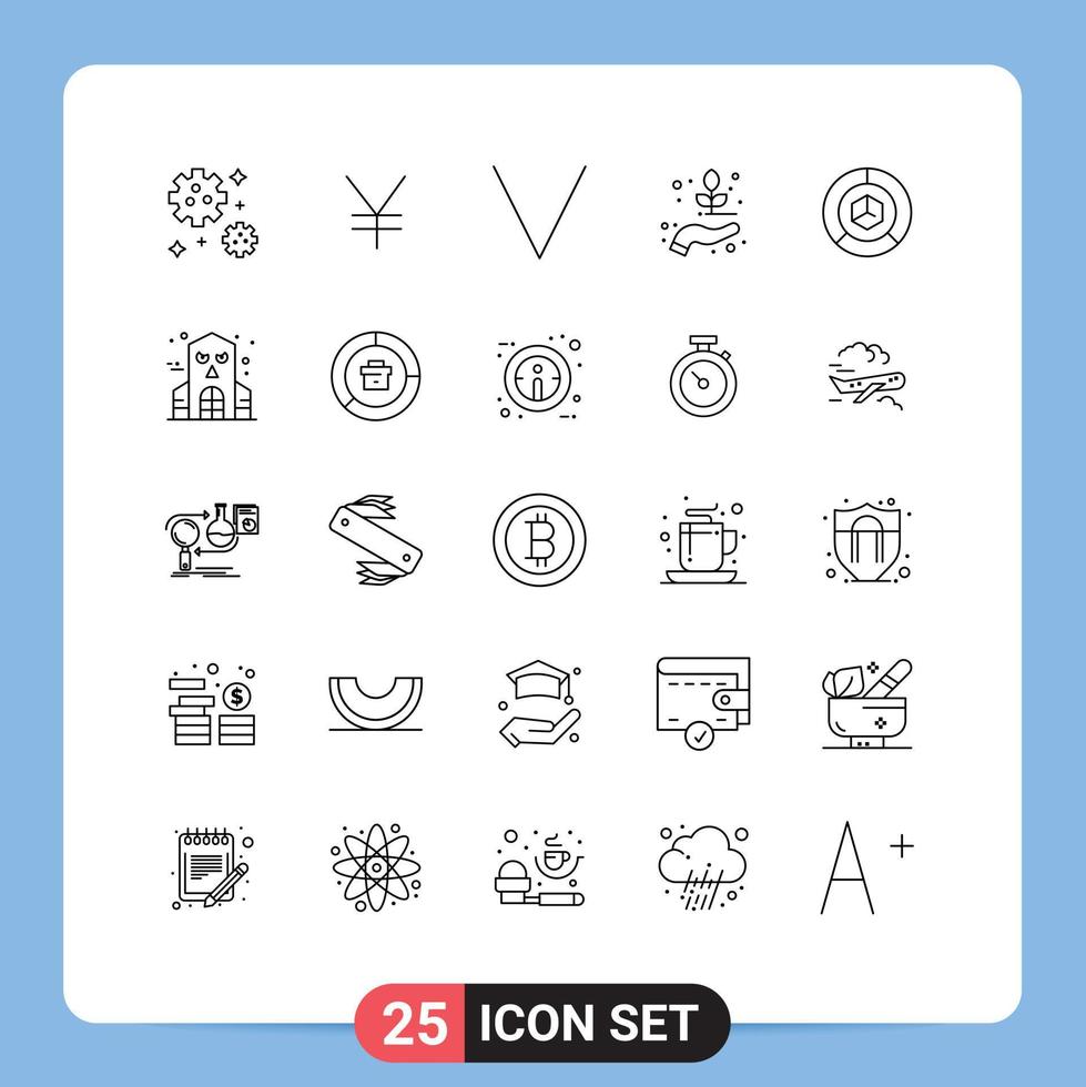 25 Universal Lines Set for Web and Mobile Applications packing graph down delivery biology Editable Vector Design Elements