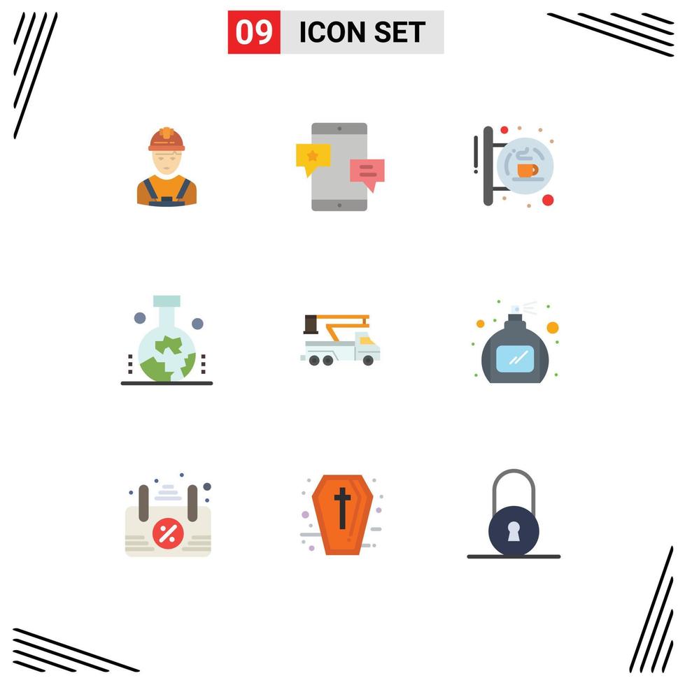 9 Thematic Vector Flat Colors and Editable Symbols of scientific study of the origin of the earth geography network signal hanging signpost Editable Vector Design Elements