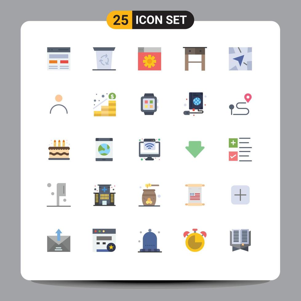 25 Thematic Vector Flat Colors and Editable Symbols of personal navigation web gps drawer Editable Vector Design Elements