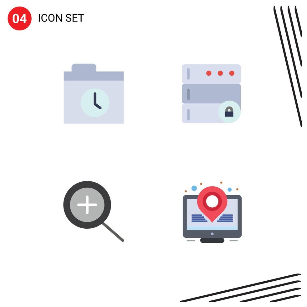 paquete de iconos planos de 4 símbolos universales de la base de datos de marketing de respaldo en 5 elementos de diseño vectorial editables vector