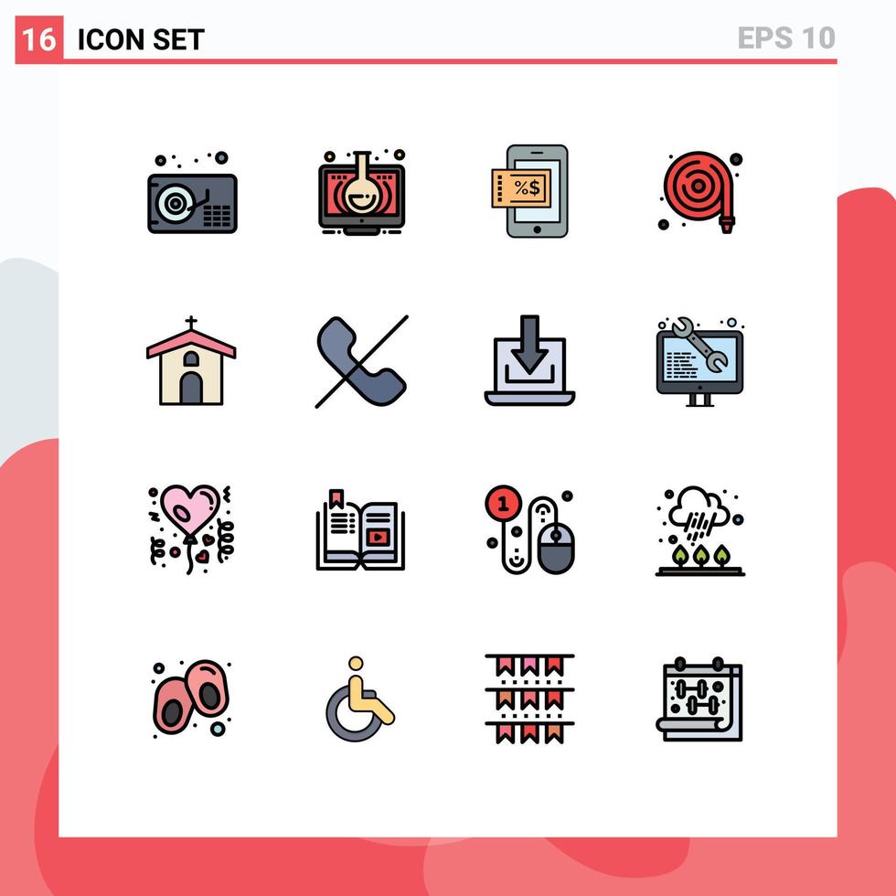 16 Creative Icons Modern Signs and Symbols of christian church mobile water hose hose Editable Creative Vector Design Elements