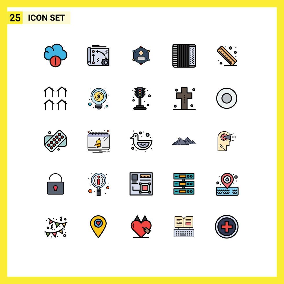 Stock Vector Icon Pack of 25 Line Signs and Symbols for instrument accordion connection user personal Editable Vector Design Elements