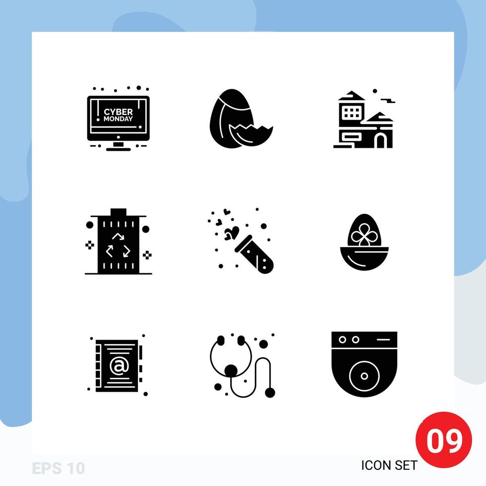 9 Universal Solid Glyph Signs Symbols of lab recycle house power energy Editable Vector Design Elements