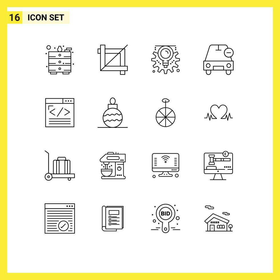 16 Thematic Vector Outlines and Editable Symbols of web content browser creative vehicles less Editable Vector Design Elements