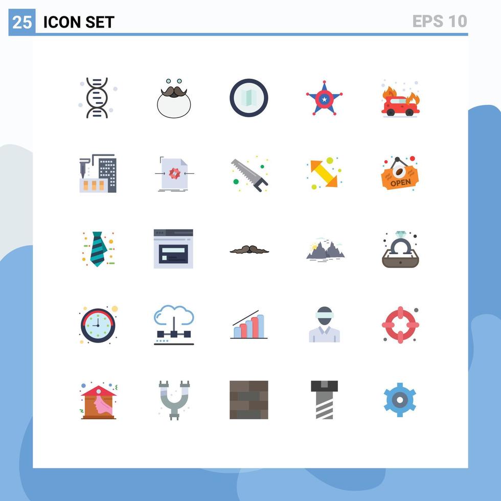 Universal Icon Symbols Group of 25 Modern Flat Colors of firefighter car holiday usa police Editable Vector Design Elements