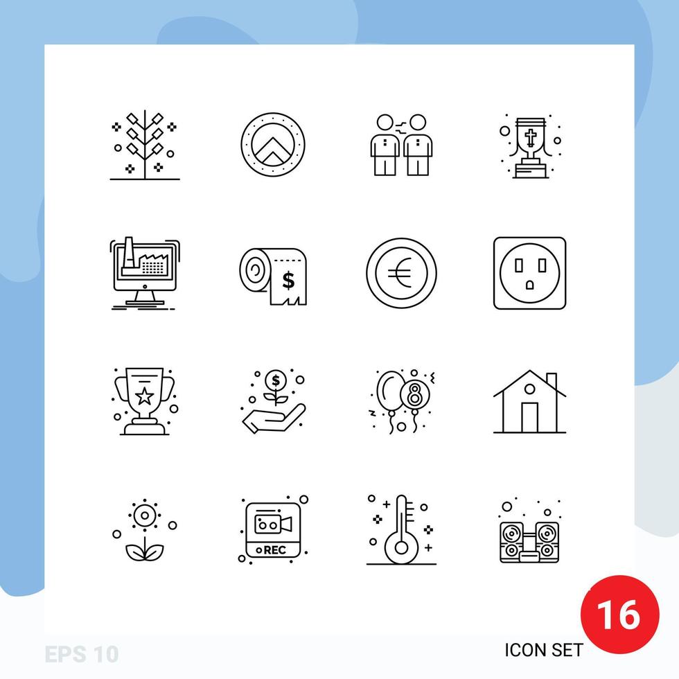 Universal Icon Symbols Group of 16 Modern Outlines of reward cup partnership partners deal Editable Vector Design Elements