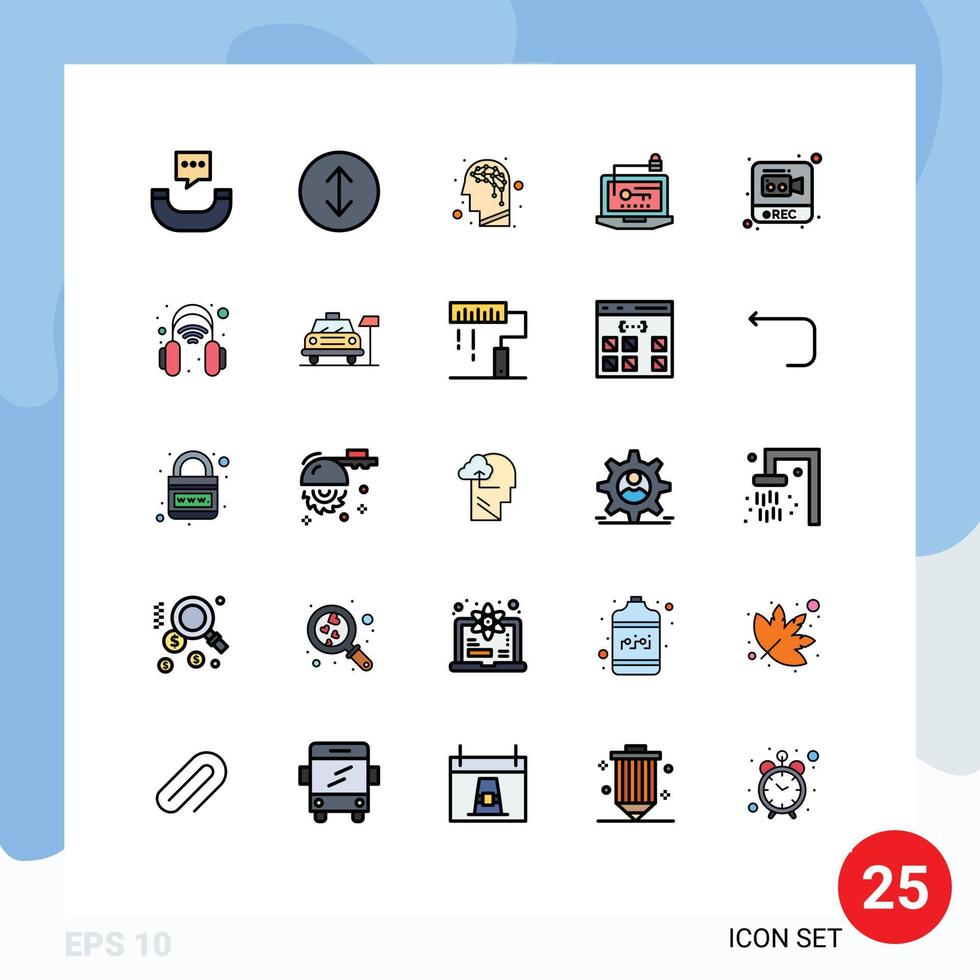 25 Creative Icons Modern Signs and Symbols of smart recording access record laptop Editable Vector Design Elements