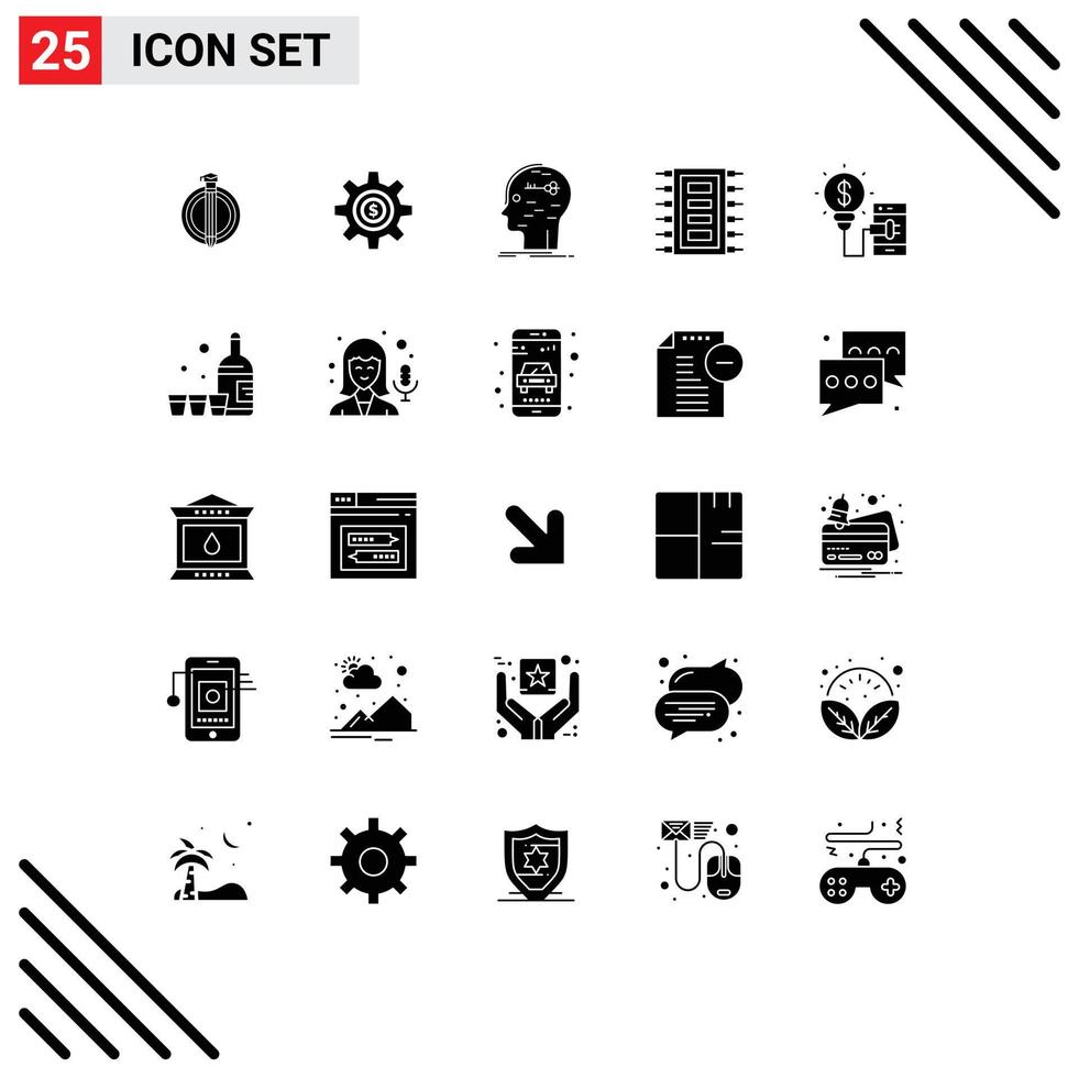 Stock Vector Icon Pack of 25 Line Signs and Symbols for computer hardware services tech key Editable Vector Design Elements