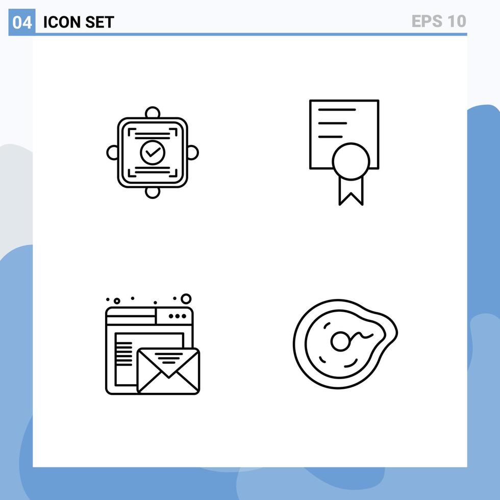 Set of 4 Modern UI Icons Symbols Signs for ok mail agreement school bend Editable Vector Design Elements