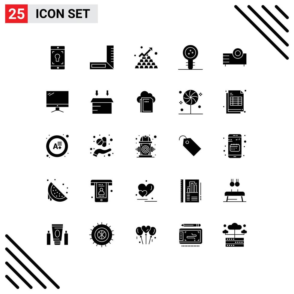 25 User Interface Solid Glyph Pack of modern Signs and Symbols of devices laboratory business knowledge biology Editable Vector Design Elements