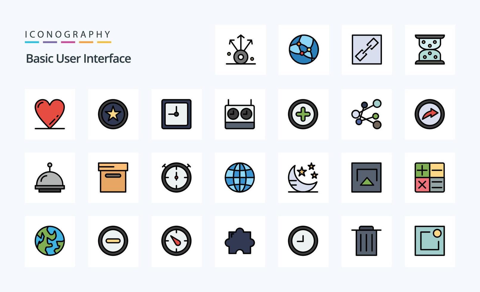 25 Basic Line Filled Style icon pack vector