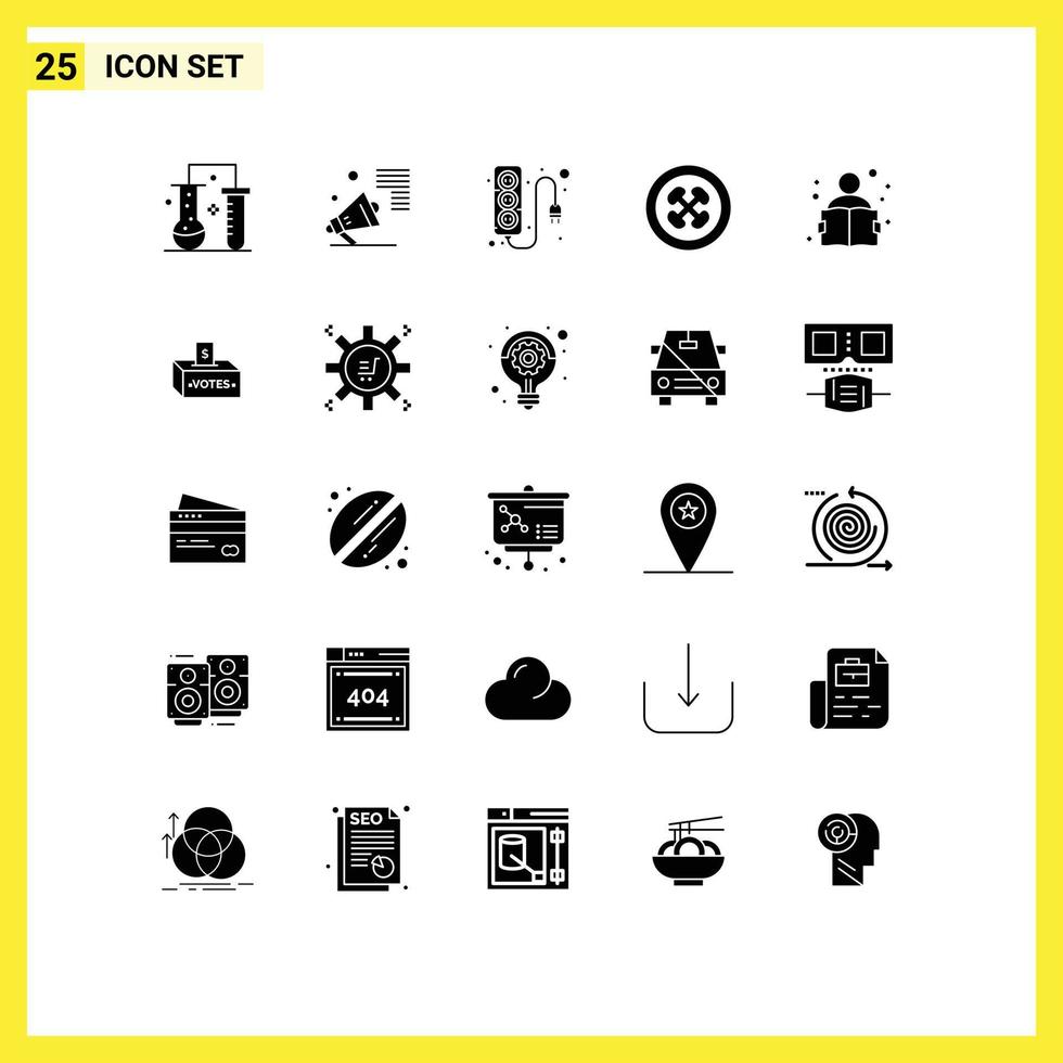 Pack of 25 creative Solid Glyphs of fruit fajita speaker exotic fruits power Editable Vector Design Elements