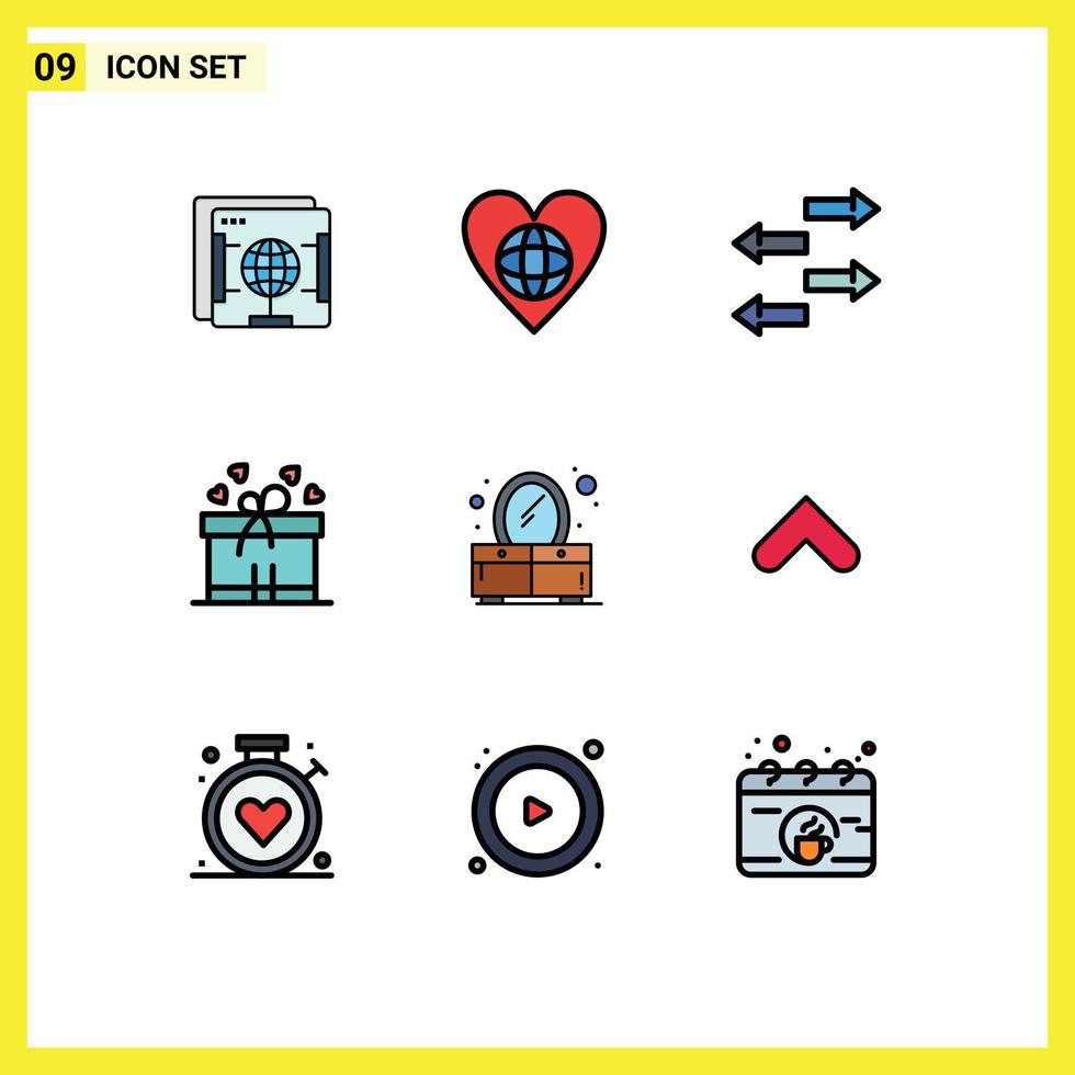 9 Filledline Flat Color concept for Websites Mobile and Apps mirror bedroom like mom gift Editable Vector Design Elements