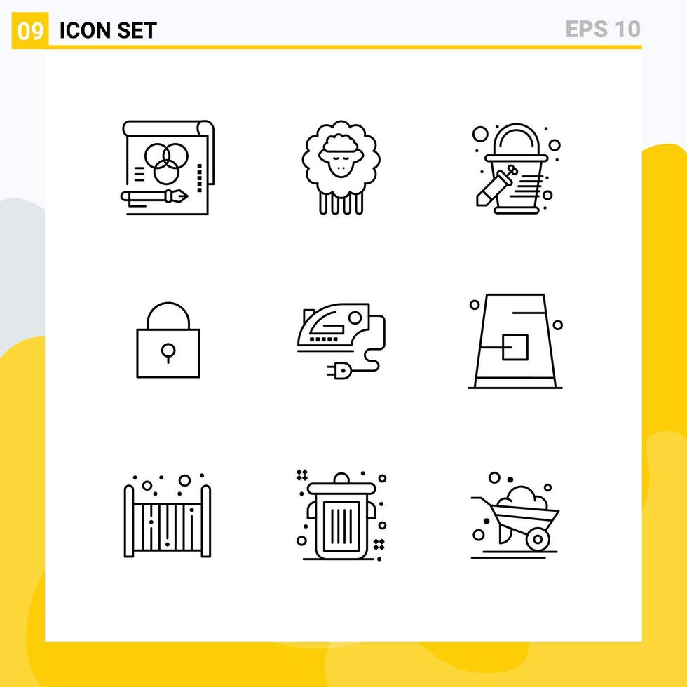 9 Creative Icons Modern Signs and Symbols of iron electric spring locked twitter Editable Vector Design Elements