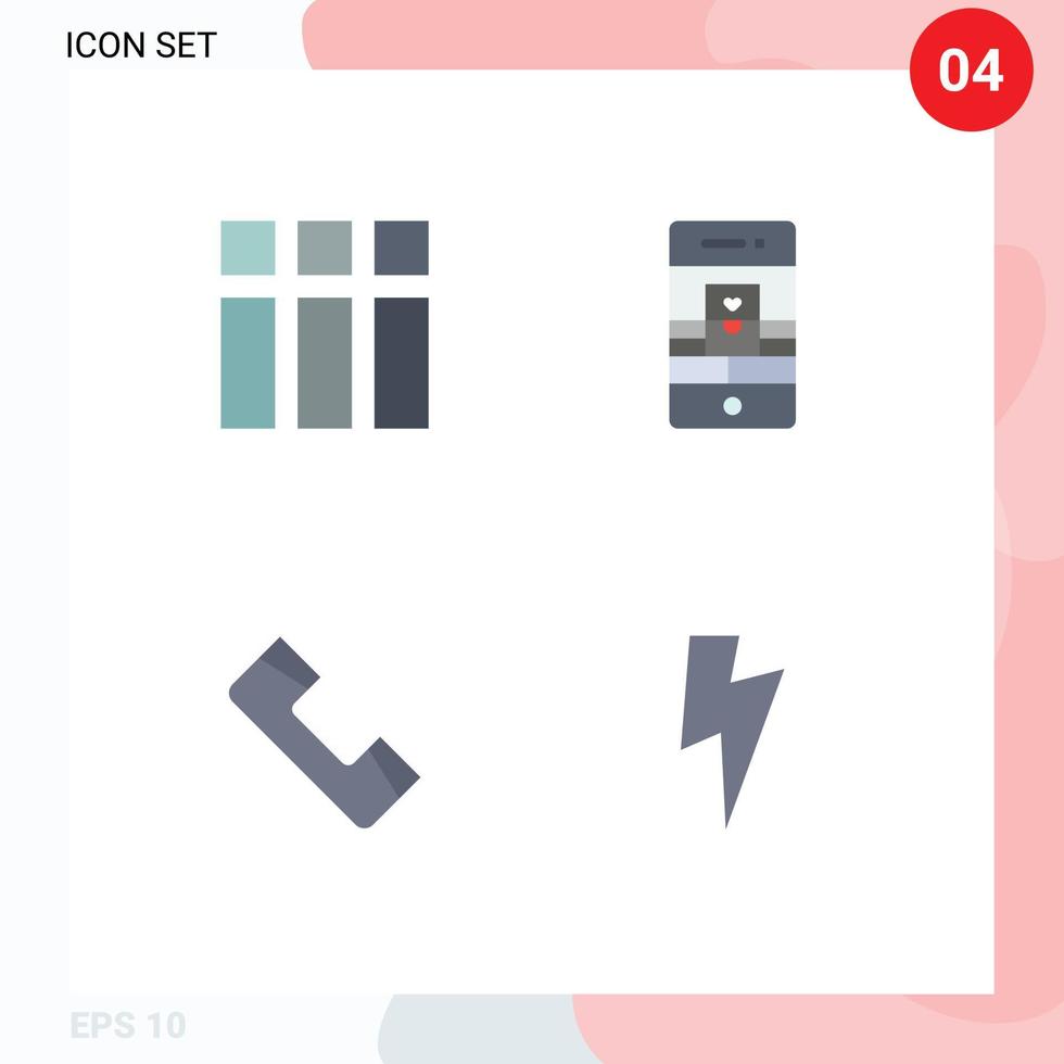 Universal Icon Symbols Group of 4 Modern Flat Icons of collage call layout smartphone phone Editable Vector Design Elements