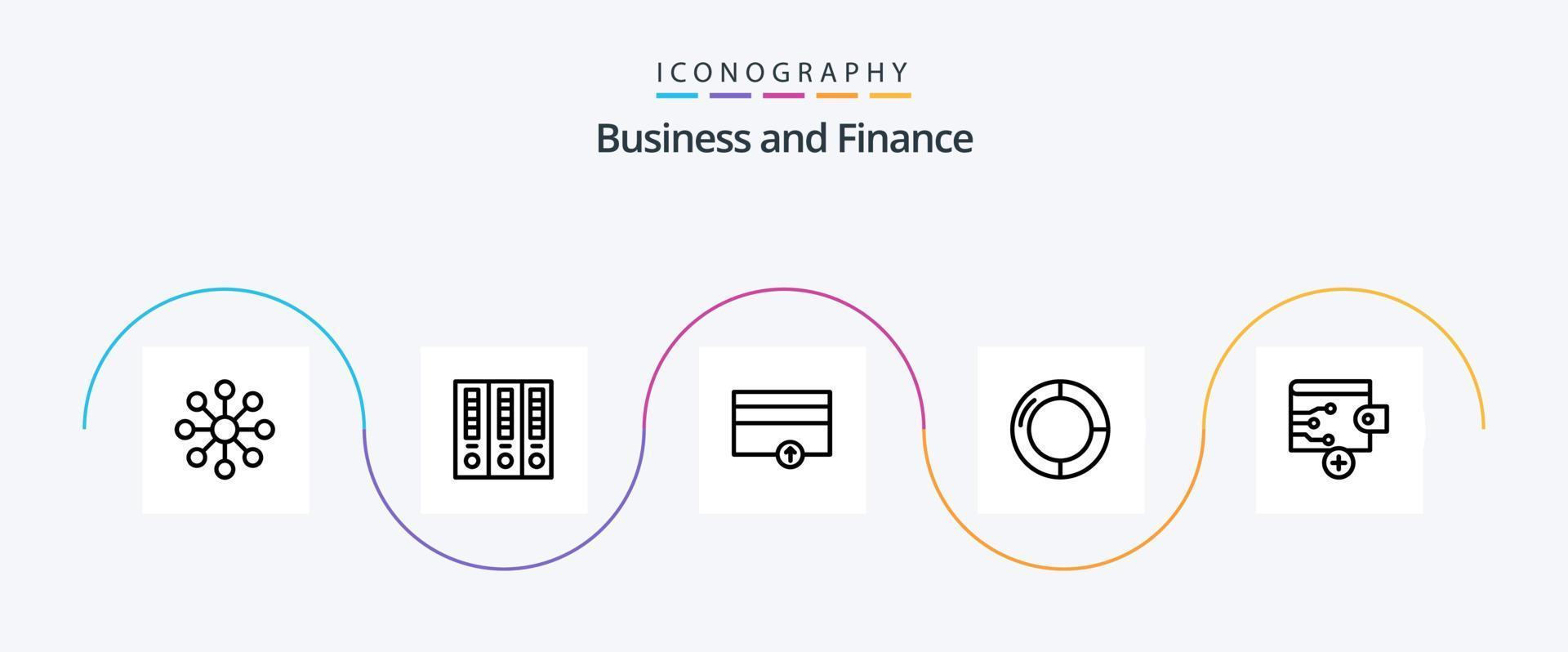 Finance Line 5 Icon Pack Including wallet. business. money. pie. chart vector