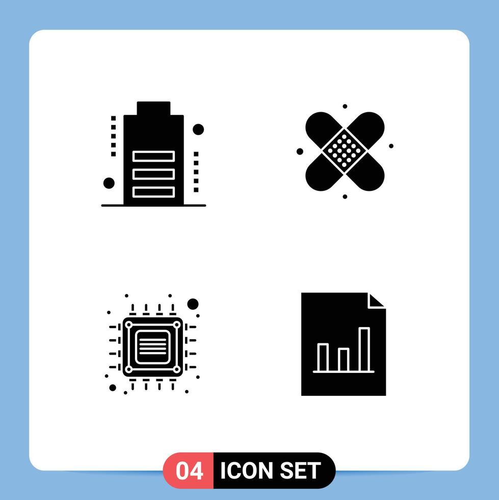 4 Creative Icons Modern Signs and Symbols of battery future care plaster tech Editable Vector Design Elements