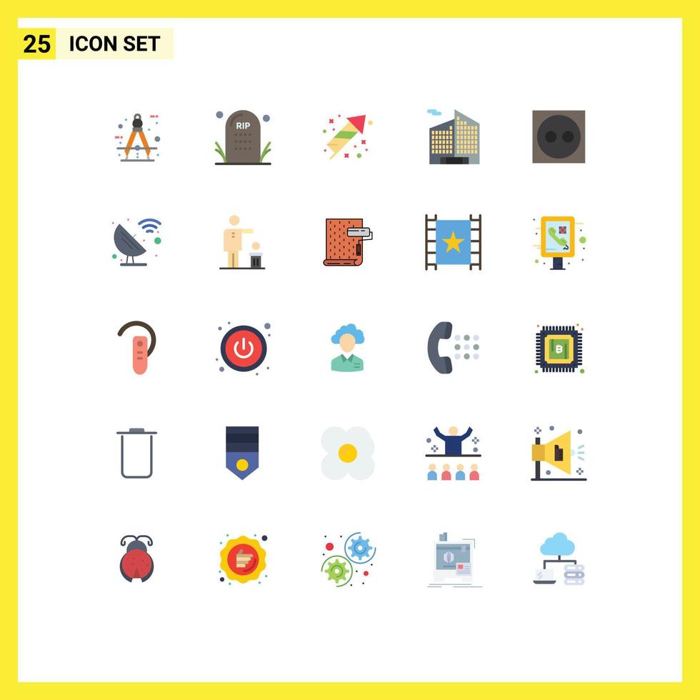 Universal Icon Symbols Group of 25 Modern Flat Colors of cord business grave building fireworks Editable Vector Design Elements