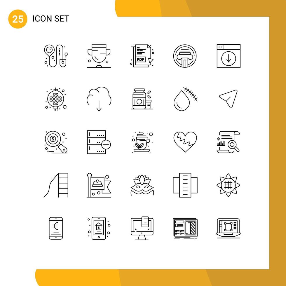 Set of 25 Commercial Lines pack for download web pdf writer type Editable Vector Design Elements