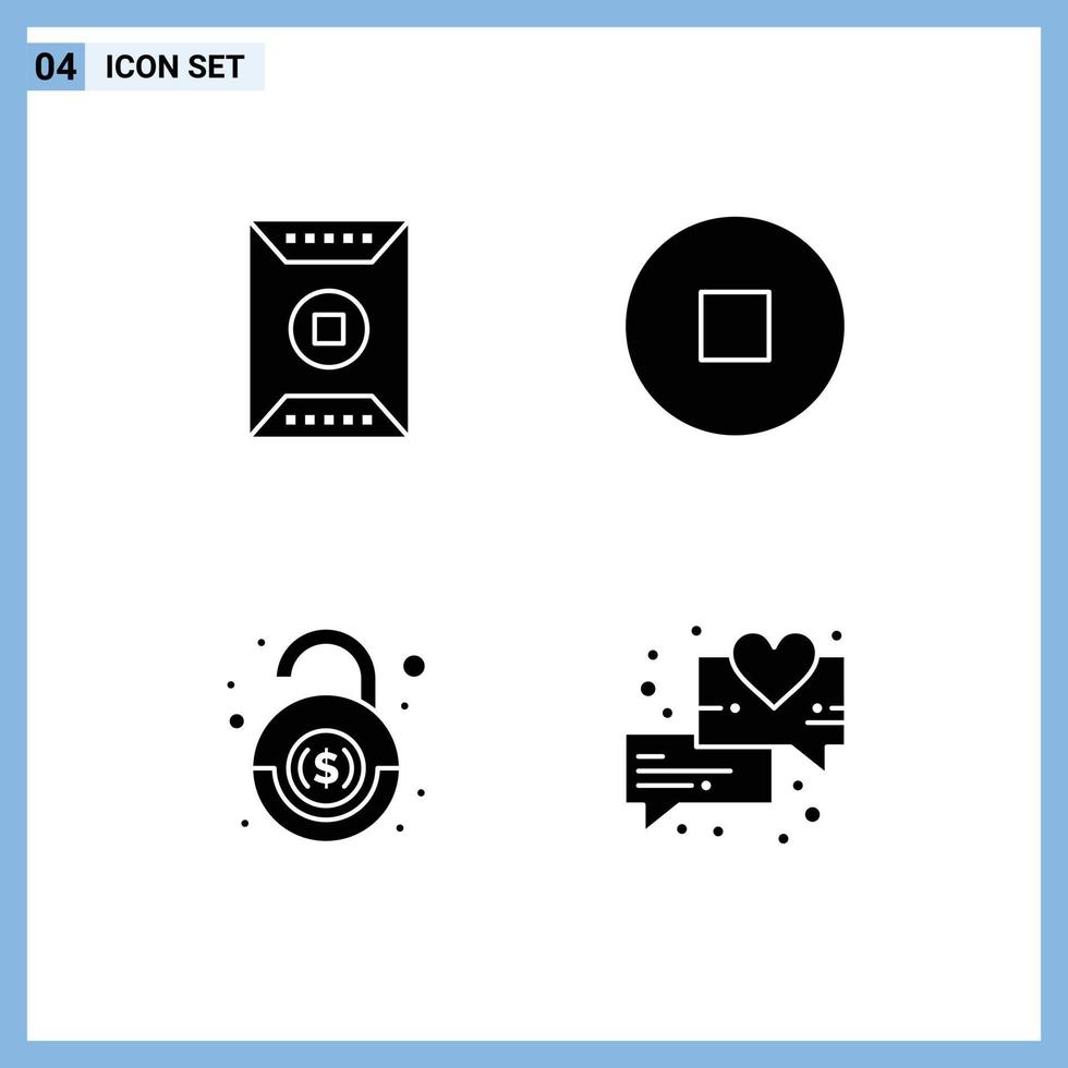 4 Creative Icons Modern Signs and Symbols of field robbery sports stop chat Editable Vector Design Elements