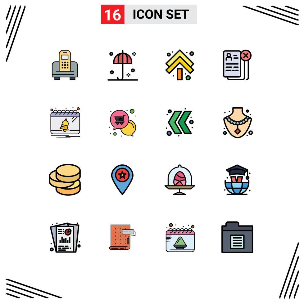 Set of 16 Modern UI Icons Symbols Signs for bell job arrow cv business Editable Creative Vector Design Elements