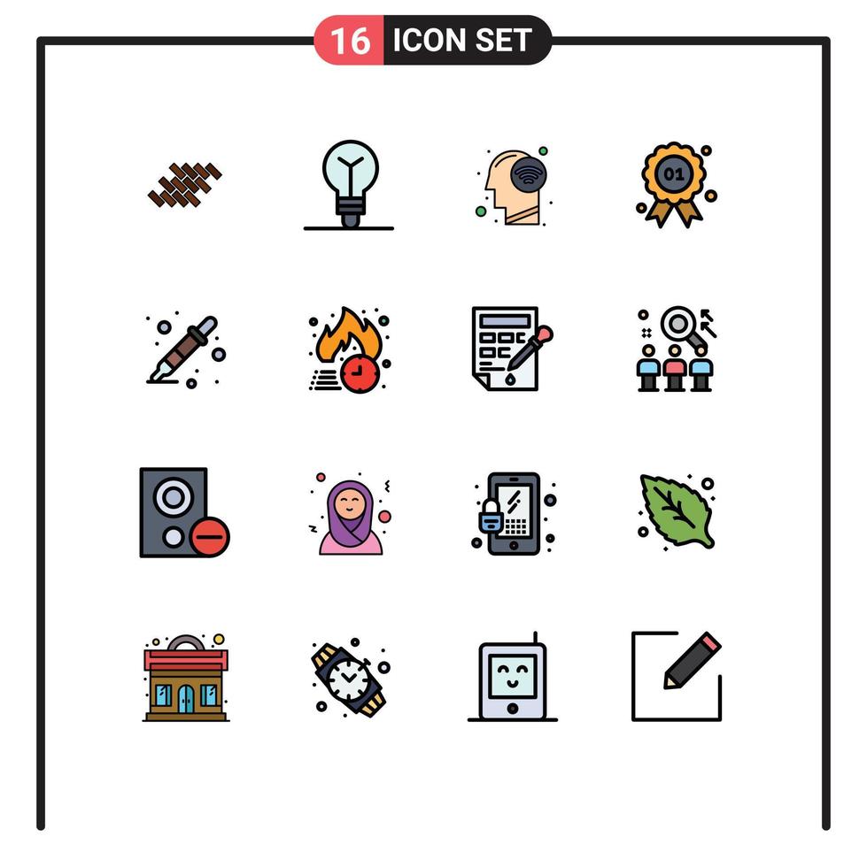16 User Interface Flat Color Filled Line Pack of modern Signs and Symbols of color sampler canada connect quality award Editable Creative Vector Design Elements