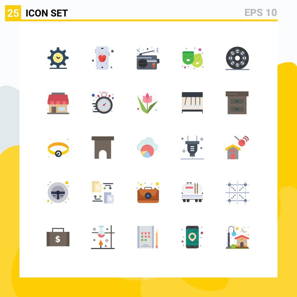 25 Creative Icons Modern Signs and Symbols of movie film communication drama mask Editable Vector Design Elements