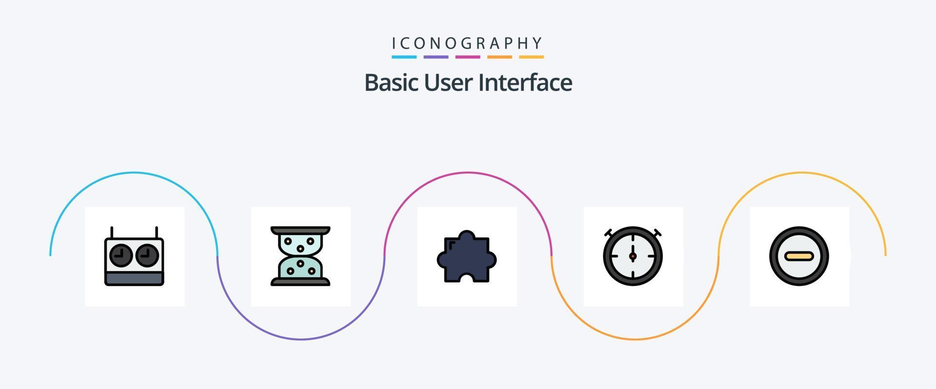 paquete de iconos de 5 planos llenos de línea básica que incluye . enchufar. menos vector