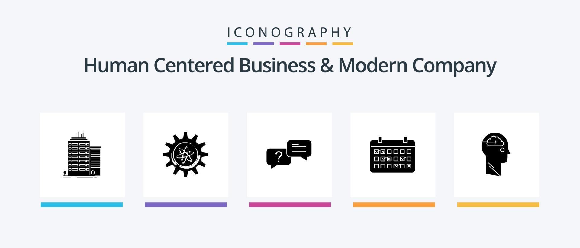 paquete de iconos de glifo 5 de empresa moderna y empresa centrada en el ser humano, incluida la nube. año. charlar. mes calendario. diseño de iconos creativos vector